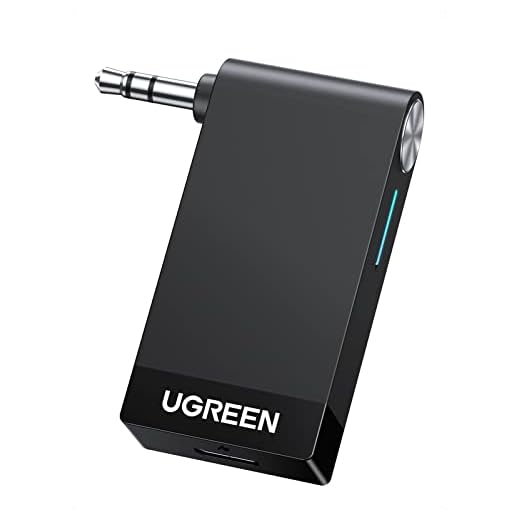 UGREEN Bluetooth Aux Adapter Bluetooth 3,5 mm Ljudmottagare med A2DP Stereoljud, Handsfree Samtalsadapter för Bil, Ljudsystem Anslut med Telefon, Surfplatta