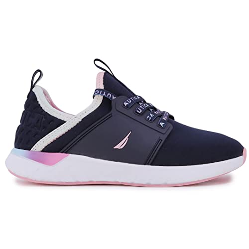 Nautica Missy Youth Girls Athletic Fashion Cross Trainer Lace Up Running Sneakers-Malin-Navy Rainbow Size-4 #TOP1