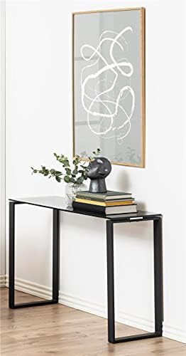 Amazon Brand - Somes console table, 40 x 110 x 76 cm, Smoke Stained Glass Table Top and Black Metal Base