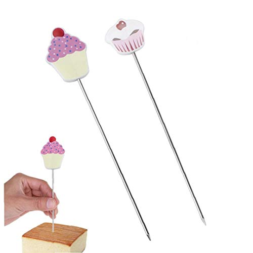 Torta 2pcs Acciaio Inossidabile Tester Figura Sveglia Della Torta Del Bigné Del Tester Della Sonda Spiedino Di Cottura Della Torta Di Metallo Da Cucina Strumento Pane Per Cupcake Muffin Pane Pancake