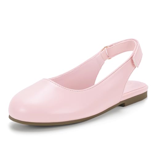 Image of Hehainom Girls Dress Shoes Slingback Flats Round Toe Toddler Little Kids Sandals Summer Flower Girl Communion Church Shoes