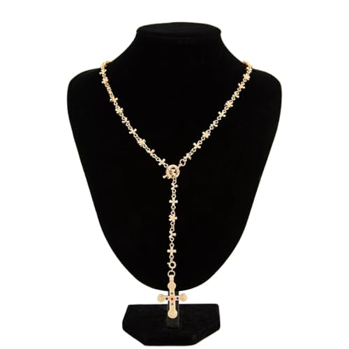 Vintage CZ Diamond Gold/Silver Chain Cross Necklace for Women,Long Pendant Necklace 18k Gold Plated Choker Necklace for Women,Trendy Jewelry Gifts for Women.4