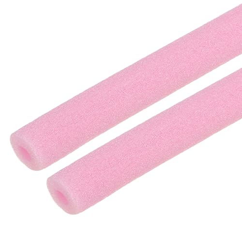 sourcing map 2pcs 1/5 ID Pipe Insulation Foam Tube Foam Pipe Tubing Covers 0.59 OD Wrap Roll Bar Tubing 3.3FT Long - Heat Preservation for Handle Heat Water/Pipe Freeze Protection Pink