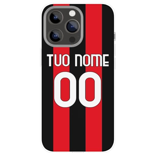 Cover Custodia trasparente morbida in tpu per iPhone Samsung Huawei OPPO Xiaomi Redmi personalizzata con nome e numero calciatori squadra di calcio football tifosi ultras rossoneri Milanisti