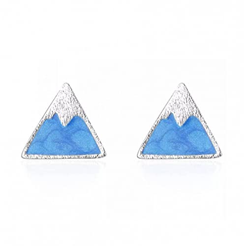 Boucles d'oreilles argent sterling triangle géométrique petite colline bleue pour femme