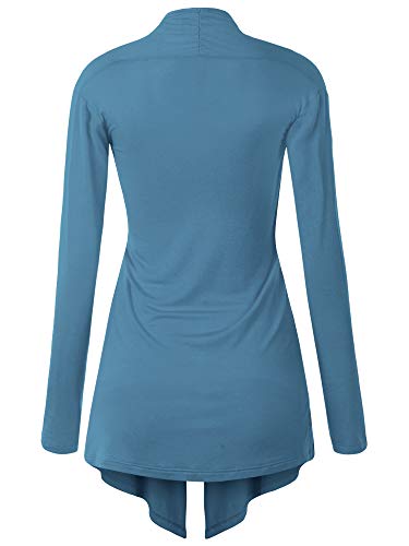 Image of Lock and Love Women's Draped Front Open Asymmetrical Cardigan - Casual Long Sleeve Lightweight Duster