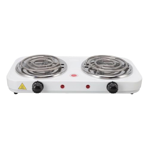 Image of Electric Double & Single Burner Hot Plate Portable Cooktop with Dual Adjustable Temperature Control | Electric Stove for Home, Hostel, Office, Travel, Dorm, Camping & Emergency Cooking (2000W)