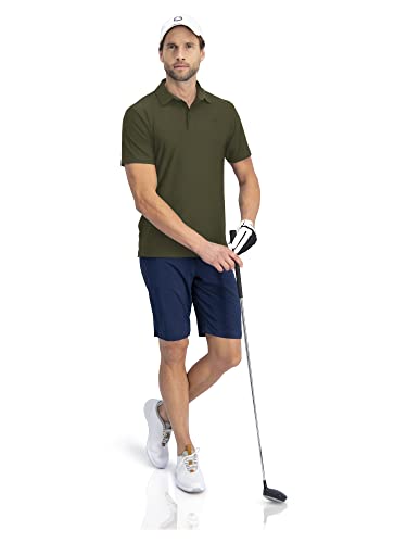 Three Sixty Six Golf Shirts For Men - Dry Fit Short-Sleeve Polo, Athletic Casual Collared T-Shirt Camo Green #TOP3
