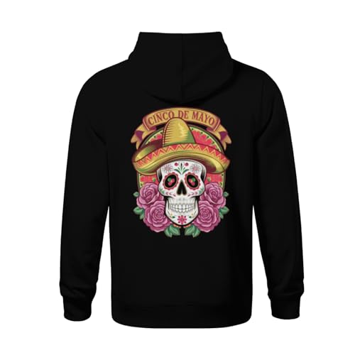 Kids Retro Cinco de Mayo Mexican Skull Boys Girls Lightweight Kangaroo Pocket Fleece Hoodies3