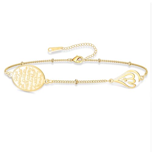 VASSAGO Islamic Ayatul Kursi Oval Bracelet for Women Allah Teardrop Link Bracelets Arabic Muslim Quran Calligraphy Charm Bracelet Islam Eid Ramadan Gift Jewelry Gifts (Ayatul Kursi Bracelet-G)