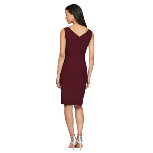 Image of Alex Evenings Women's Slimming Short Ruched Dress with Ruffle (Petite and Regular)