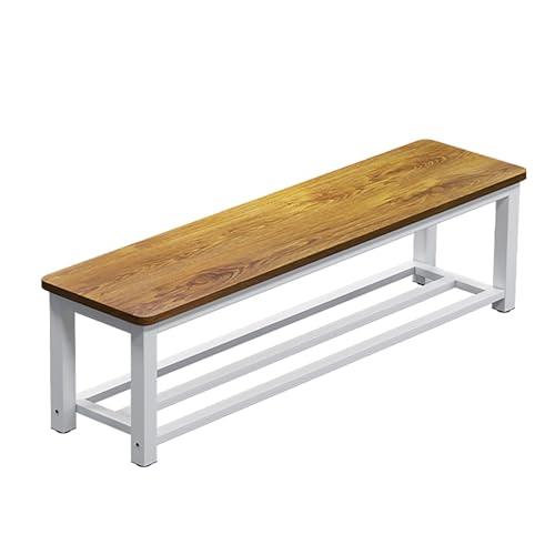 Banco largo de madera blanca de 47 pulgadas, taburete de porche delantero de 2 niveles, zapatero, sofá, mesa auxiliar, baño, gimnasio, vestuario, muebles, restaurante y centro comercial