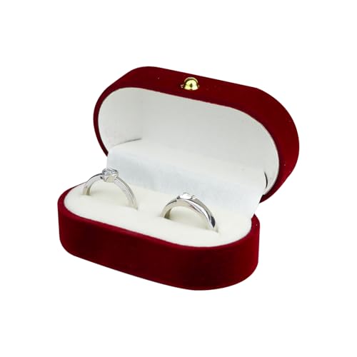 WisePoint 2 Fentes Boite Bague, Porte Alliance Mariage en Velours Ovale Boite a Bague pour Fiançailles et Mariage, Boite a Bijoux pour Anneaux, Boucles...