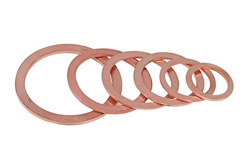 MACHSWON 10 PCS Flat Washers Red Copper Flat Gaskets M10 ID 14mm OD 1mm Thick Round Rings Gasket Sealing Washer Ring Screw Fastener Hardware Accessories - Image 2