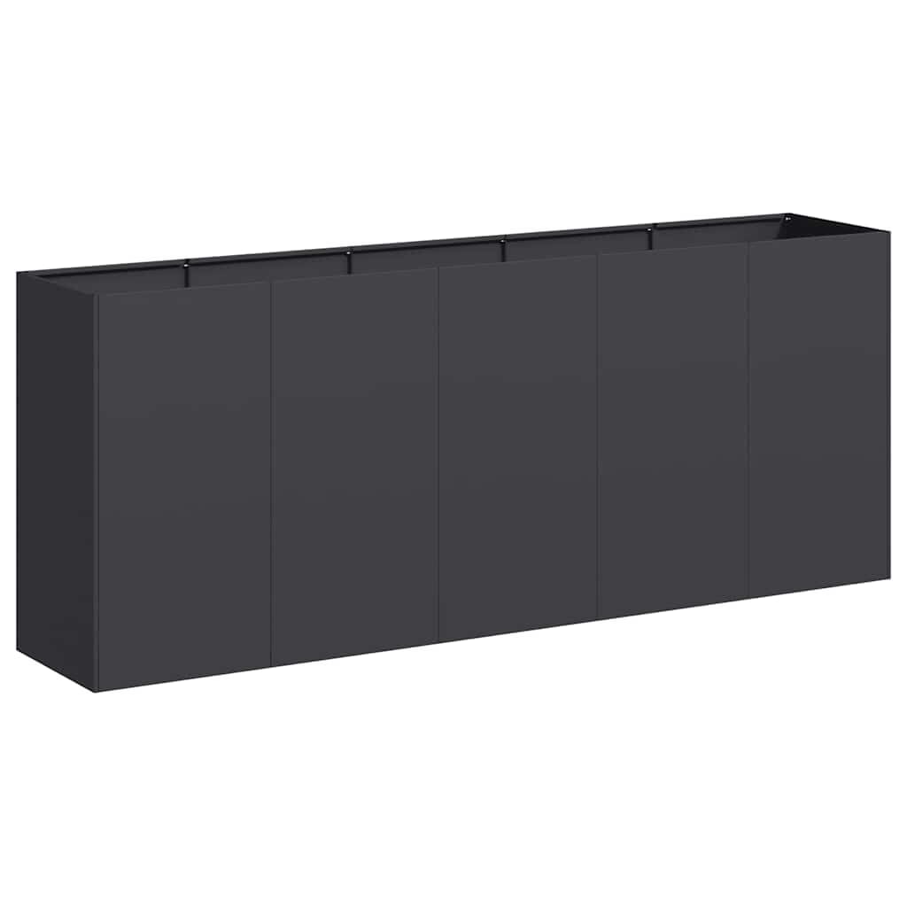 vidaXL Pflanzkübel Hochbeet aus kaltgewalztem Stahl – Schwarz, 200×40×80 cm