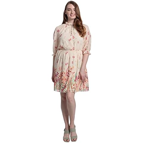 London Times Women's Ruffle Mock Neck Dress Cover