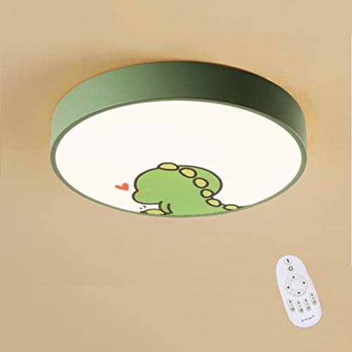 LIUNIAN Ultradünne runde Deckenleuchte führte 6cm kreative Dinosaurier-Karikatur, stufenlose dimmende Deckenlampe für Jungen-Mädchen-Schlafzimmer, mit Fernbedienung, Durchmesser 30cm, 18W