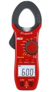 MECO Instrument 27T Auto 600 & 600 DC Auto Ranging 3½ Digit2000Counts Clampmeter 1 Year Warranty Digital Multimeter (Red 2000 Counts) (1)