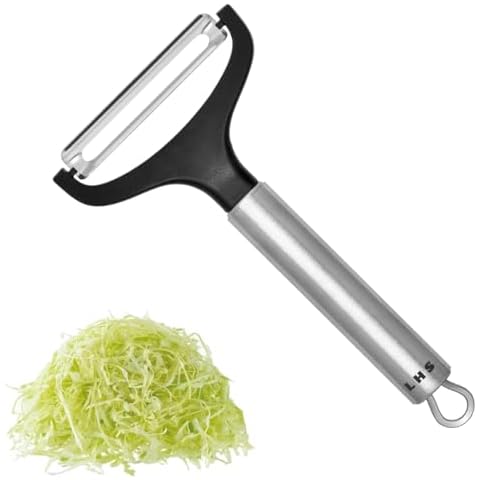 LHS Cabbage Peeler for Kitchen, Wide Mouth Vegetable Peeler, Stainless Steel Fruit Shredder Slicer with Non-Slip Handle and Sharp Blade Cover