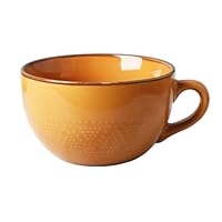 kyaoayo Kaffeetasse Tasse, Groß Keramik Suppentassen, 700 ml Mikrowellen Suppenschüssel, Müslischalen mit Henkel, Porzellan Kaffeebecher für Müsli Suppen, Salat Schale, Schüssel (Gelb)