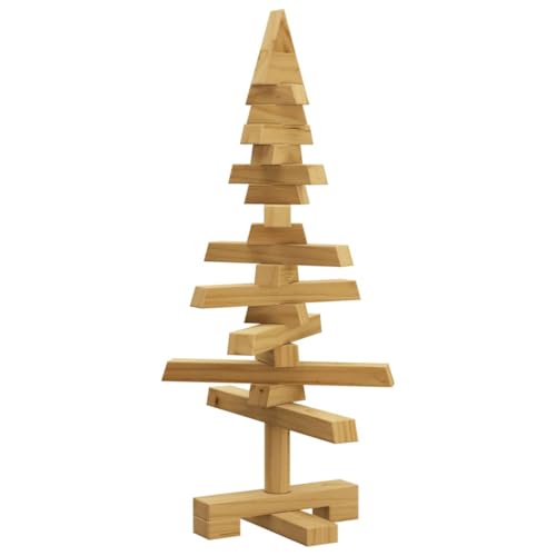 vidaXL Árvore de Natal de madeira castanha 60 cm madeira maciça de pinho, sala de estar, árvore de Natal moderna, decoração rústica, exibição de madeira, ideias DIY para a temporada
