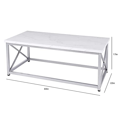Azl1 Life Concept Modern Coffee Table For Living Room Center Table With Metal Frame, Glossy White #TOP7