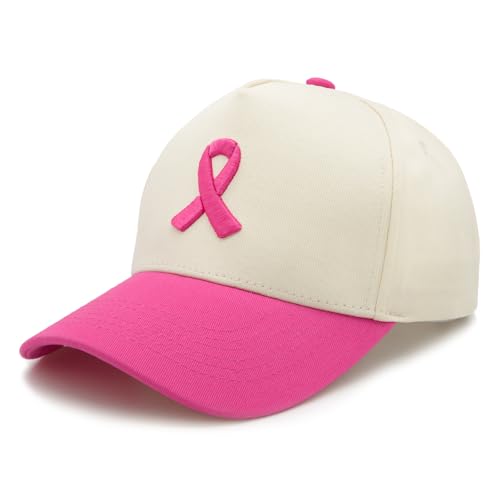 Gorra rosa bordada con lazo contra cáncer de mama miniatura 2