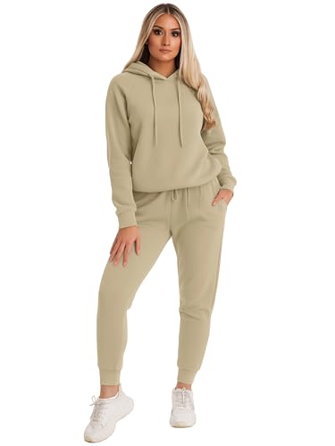 BRAND KRUZE Womens Tracksuit Set Long Sleeve Pullover Hoodie and Casual Regular Fit Joggers Set KZLS169 NUDE M