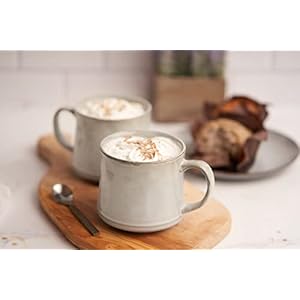 KooK Glazed Coffee Mugs Ceramic Microwave Dishwasher Safe 13 oz JavaSlate Set of 2