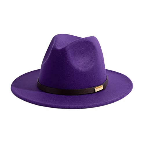 Image of Fedora Hats for Men Wide Brim Panama Hat with Classic Belt