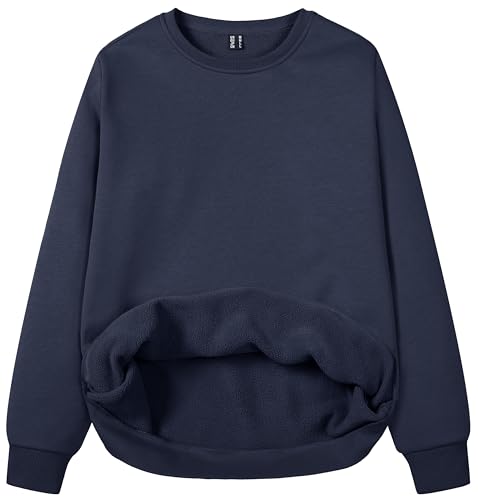 MAGCOMSEN Womens Fleece Lined Pullover Crewneck Sweatshirts Womens Winter Sweatshirts