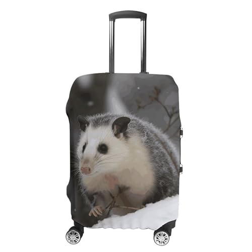 Opossum In Snow Printed Luggage Cover Protector, Fits 18-32 Inch Luggage