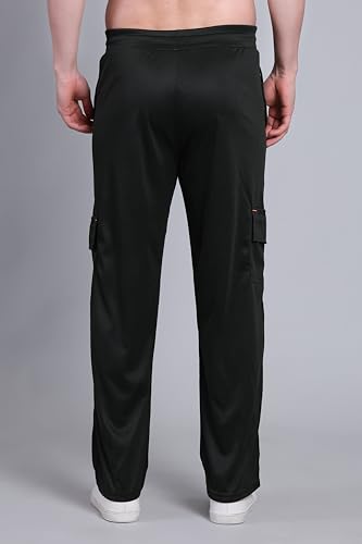 Image of Lycra Blend Cargo Track Pant for Men | Multi Pocket Lycra Stretch Fabric | Comfortable Stylish Joggers for Running Sports Casual Wear | Boys Gym Lower Activewear