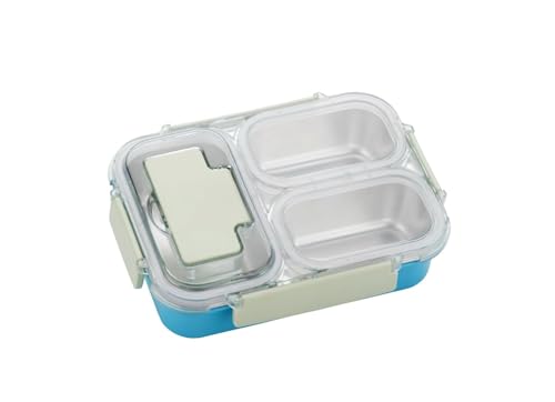Image of Home Lane Stainless Steel Lunch Box | Lunch Box for Office | Lunch Box for School | Tiffin Box I Ideal for 12+Year Teenagers | 22X16X6 Cm | 1000Ml (3 Compartment, Multi Colour)