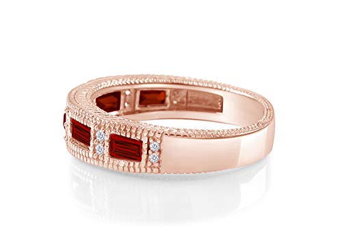 AFFY Emerald Shape Simulated CZ Eternity Band Ring in 14K Rose Gold Over Sterling Silver2