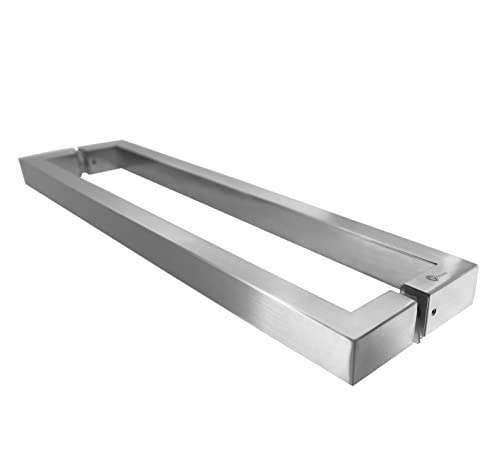 TOGU TG-R3825 18 inches Solid Standoffs Heavy-Duty Commercial Grade-304 Stainless Steel Push Pull Door Handle/Barn Door Pull Handle/Glass Pulls, Full Brushed Stainless Steel Finish