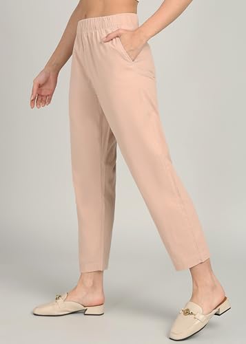 Image of Alan Jones Clothing Womens Mid Rise Cotton Relaxed Ankle Pants | 100% Cotton