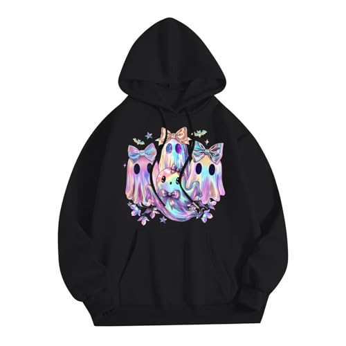 Halloween Hoodies for Women 2025 Fall Fashion Long Sleeve Cute Ghost Graphic Lightweight Hoodie with Pockets