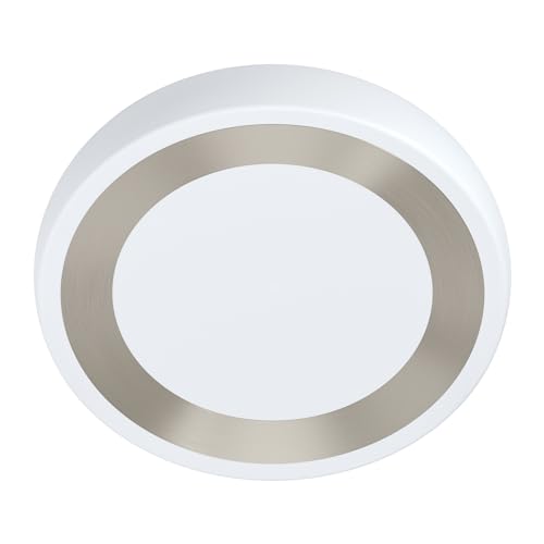 Plafonnier LED Ruidera Ø48cm blanc et argenté pour salon moderne