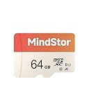 Micro SDXC 64GB Memory Card, MindStor 90MB/s Read Speed TF Card with Adapter, U1, A1 Rated, HD Video Support, Waterproof, for Security Camera, Dash cam, 1 Pack