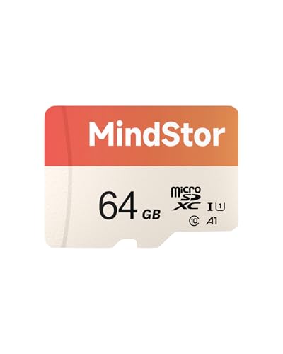 Micro SDXC 64GB Memory Card, MindStor 90MB/s Read Speed TF Card with Adapter, U1, A1 Rated, HD Video Support, Waterproof, for Security Camera, Dash cam, 1 Pack