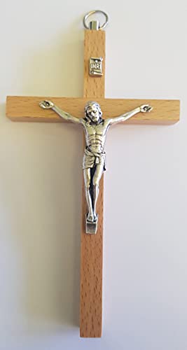 Crucifijo de pared en madera de haya con cuerpo de Cristo tallado a mano para hogar 4