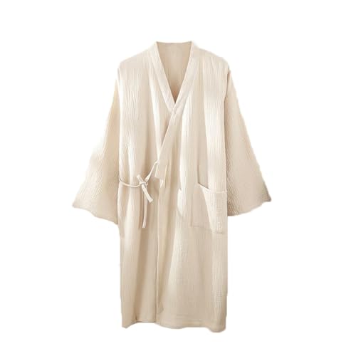 Mens Summer Kimono Robes, 100% Cotton Muslin Bathrobe for Yukata Spa Sauna, Japanese Kimono Pajamas Sleepwear Nightgown