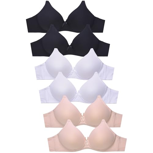 Image of Mamia Women's Basic Plain Bras, Pack of 6