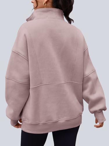 Image of AUTOMET Women's Quarter Zip Oversized Sweatshirt Fleece Mock Neck Pullover