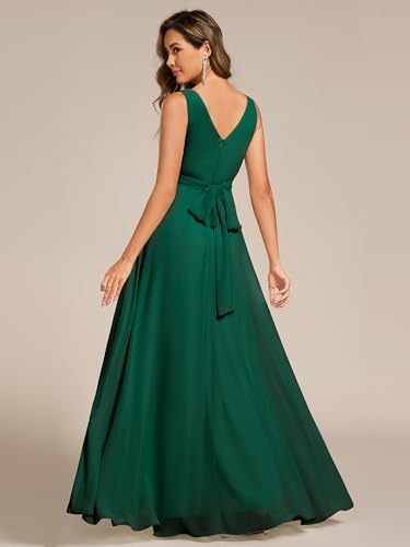 Ever-Pretty Women's Elegant V Neck Pleated Sleeveless Chiffon Floor Length Bridesmaid Dresses 023552
