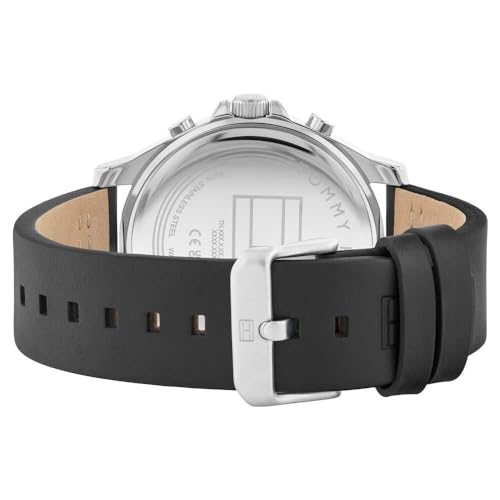 Image of Tommy Hilfiger Blue Dial Black Colour Leather Strap Analog Watch for Men-TH1710523
