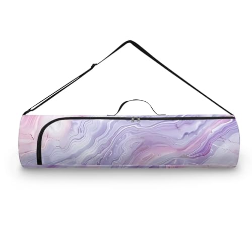 Pzuqiu Purple Marble Yoga Mat Bags for Women & Men Yoga Carrier Bag Fits Thick Yoga Mat & Yoga Accessories Gym Bag with Adjustable Shoulder Strap for Class Beach Park Travel
