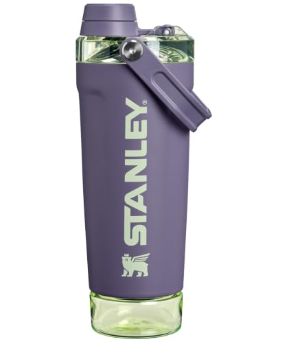 Image of STANLEY Vitalize Shaker Bottle, 20 oz, Purple Umbra | Leakproof Shaker Bottle | Fast-Flow Spout | Removable Strainer | Easy-Grip Handle | Base Container | Double-Wall Insulation