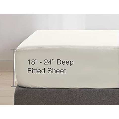 Spannbetttuch für Doppelbett, 45,7 cm - 61 cm, extra tiefes Spannbetttuch, cremefarben, weiche Mikrofaser-Bettwäsche Cover